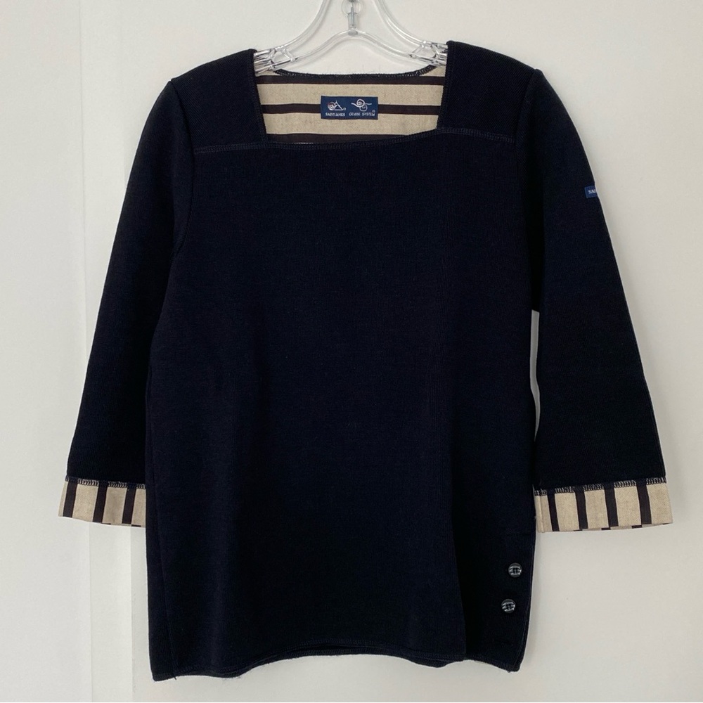 Vintage Saint John Striped Trim Sweater